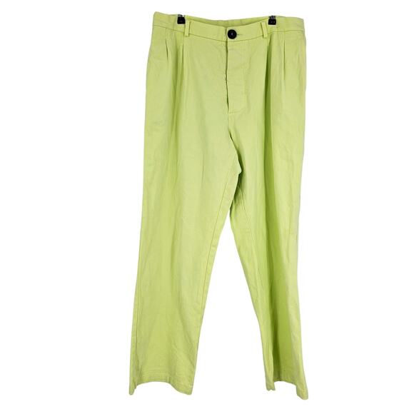 Rika Studios Mens Jeans Neon Green High Waist Straight Skinny Leg Denim Size M - Picture 1 of 8